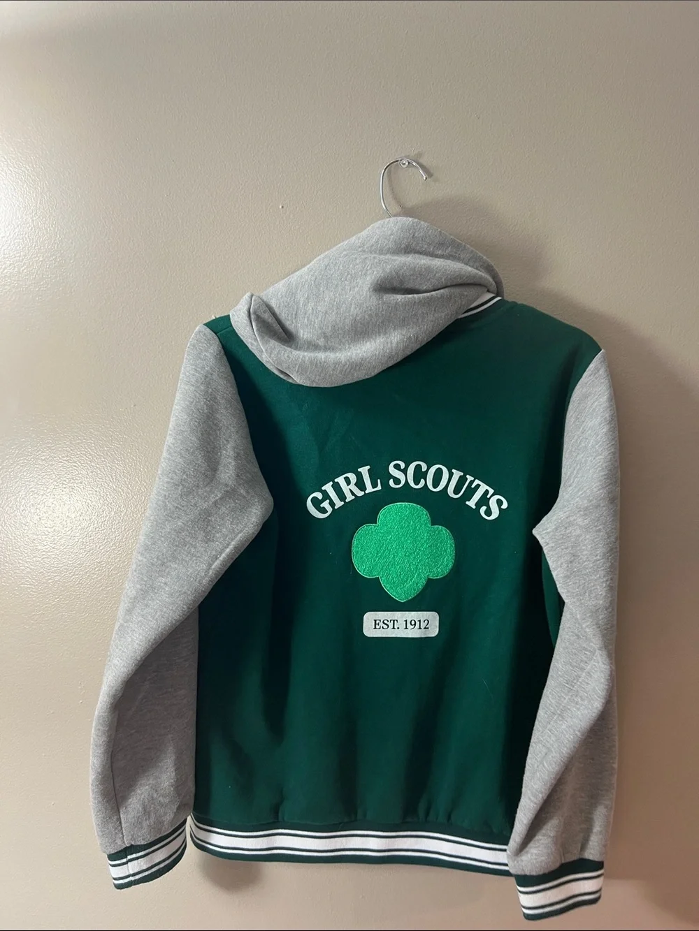 Green and Gray Kids Varsity Pea Coat Jacket
